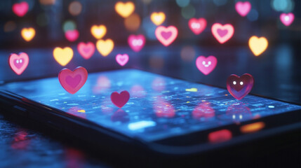 mobile phone with red heart