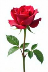 Fototapeta premium Single rose isolated against a pure white background, botanical, floral, petals