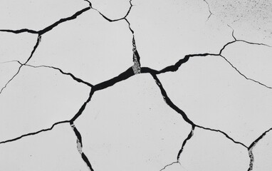 Close Up of Cracked White Surface with Black Cracks