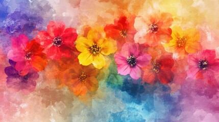 A Beautiful Arrangement of Colorful Flowers and Painted Backgrounds