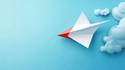 paper boat on blue background