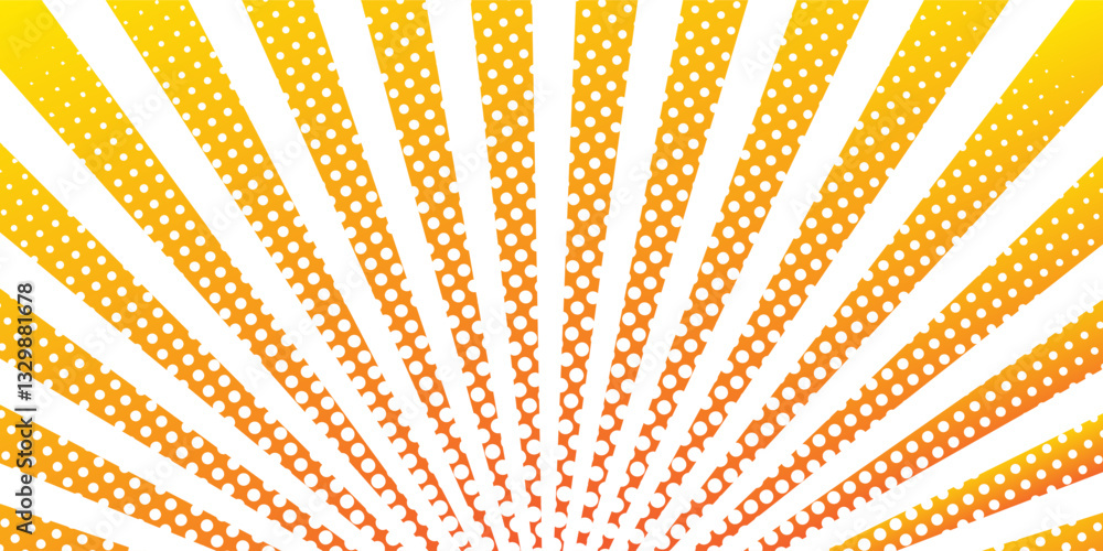 Poster yellow abstract background with light of sunburst. yellow starburst with halftone. sun ray retro bac