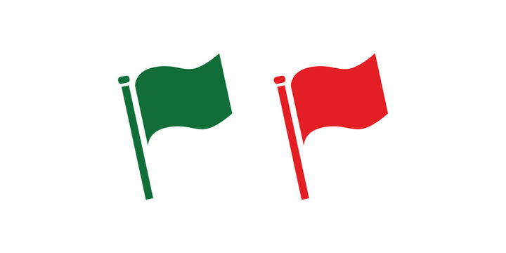red flag and green flag symbol vector design