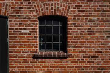 Background of bricks wall. Architecture background with bricks wall facade. Stone cladding wall background. Brick color. Brick surface background for poster or banner.