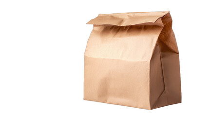 Brown paper lunch bag, simple and eco-friendly design, perfect for meals on the go, suitable for casual dining or picnics. Isolated on white background or PNG