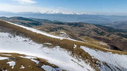 Distant view of the Maiella. It is a massif in the Central Apennines, in Abruzzo, central Italy.