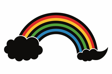 rainbow weather black silhouette vector