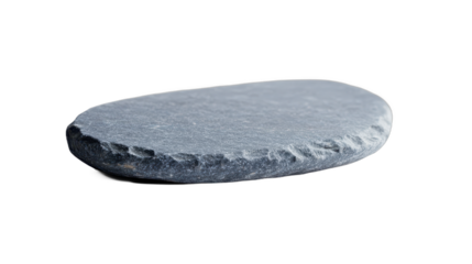 Sleek gray stone, smooth surface and oval shape, ideal for minimalist decor or as a calming focal point in wellness settings. Isolated on white background or PNG