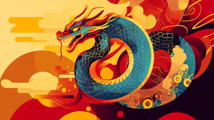 chinese dragon on a red background