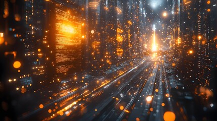 Futuristic Business Meeting on Glowing Space Station with Rocket Launch Visible