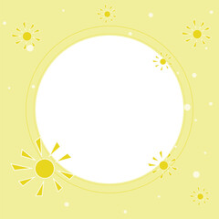 yellow background for stories with a round field for text and suns