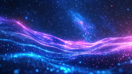 Fototapeta premium Abstract digital waves, glowing particles, cosmic background