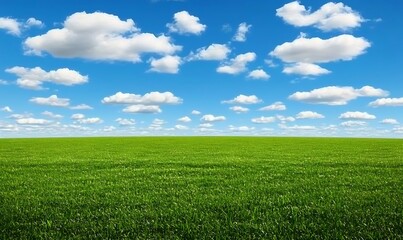 Obraz premium A landscape of grass and blue sky, watercolor painting