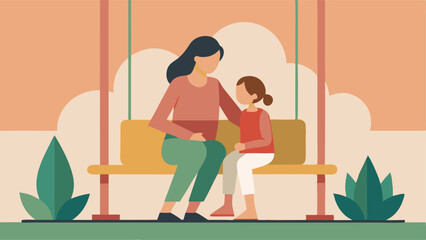 Tender Mother-Child Moment: A Sweet, Quiet Embrace Celebrating Mother's Day. Flat Color Illustration Perfect for Cards, Social Media, and Blogs. A heartwarming depiction of        