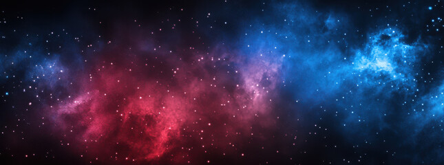 Obraz premium stunning cosmic background featuring vibrant blue and red nebulae, filled with twinkling stars, creating mesmerizing space scene