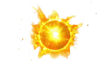 Golden Explosion Emits Light and Energy, a Cosmic Burst with Celestial Fire and Stellar Flare.