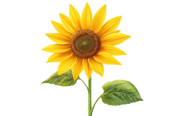 Obraz premium Sunflower Blooms Brightly with Green Leaves on Black Background, Summer Floral Beauty.