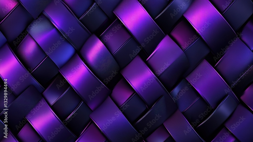Poster abstract purple pattern of glowing geometric squares loop futuristic hi-tech black background. flame