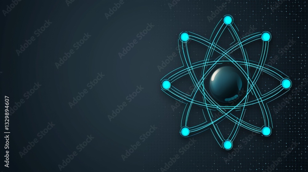 Aufkleber intriguing abstract design of an atomic structure with blue lines conveying a sense of science and m