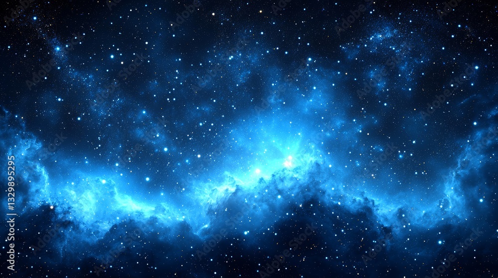 Poster stunning blue nebula filled with stars creating a cosmic atmosphere with copy space for text in ultr
