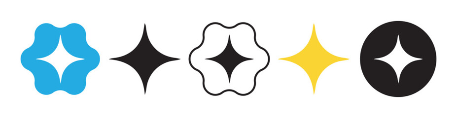 Retro futuristic sparkle icons collection. Sparkle symbol collection set. Bright sparkle, star sparkle, shiny flash star. Vector illustration eps 10