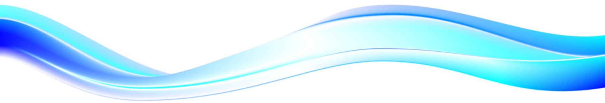 blue gradient wave curve shape design on transparent abstract background horizontal banner