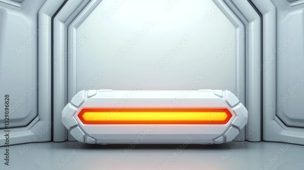 Poster futuristic spaceship with illuminating light on the side showcasing innovative design and advanced t