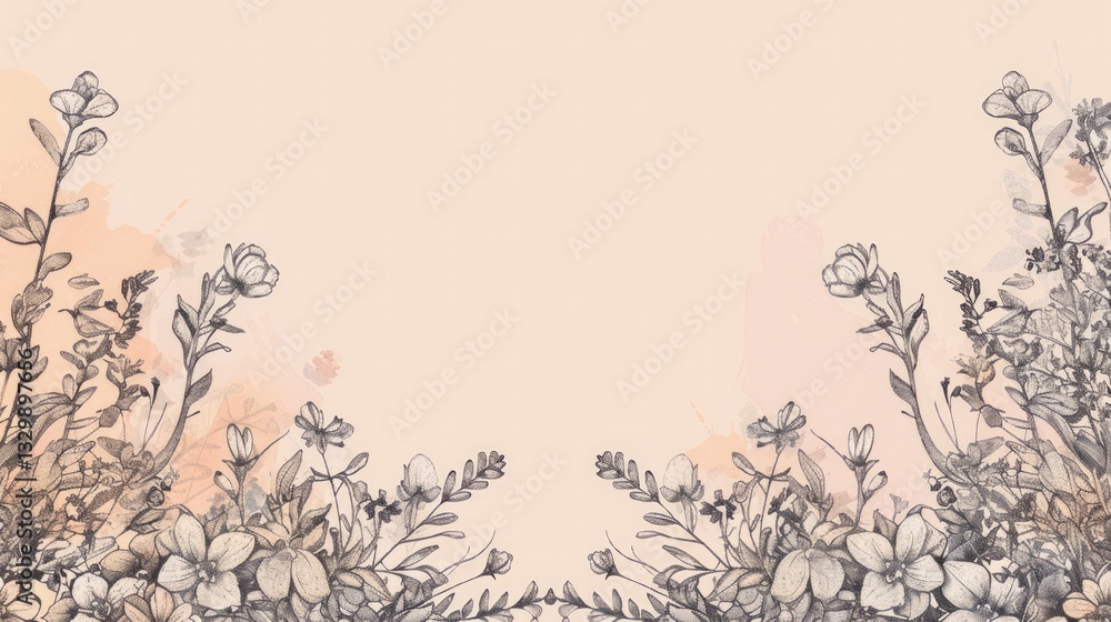 Poster the pattern features a border of delicate floral illustrations on either side of the design, leaving