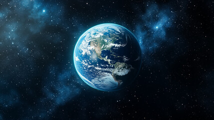 Obraz premium Planet In Dark Space Surrounded By Stars and Constellations