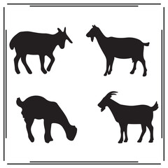 Goat silhouette, Goat illustration ,Goat clipart, Goat vector ,Goat icon , black Goat ,Goat illustration on white background, 