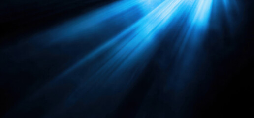 Obraz premium Blue beam of light illuminating dark background, creating serene atmosphere. soft rays evoke sense of calm and tranquility, perfect for artistic projects