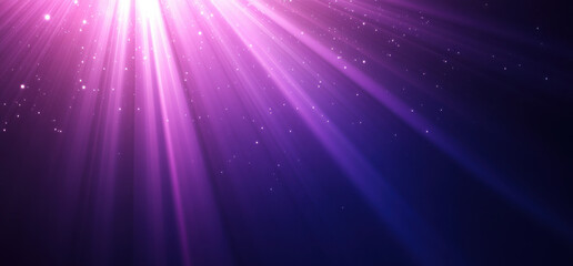 Obraz premium Vibrant purple and blue gradient background with light rays and sparkles, creating dreamy atmosphere. Perfect for design projects or digital art