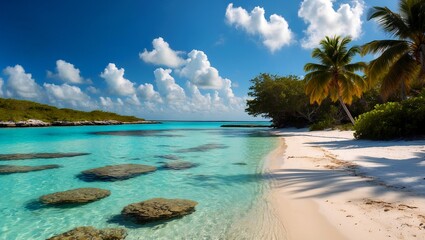 Obraz premium Clear shallow waters and sandy bar at treasure cay