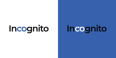 Simple and minimalist incognito typography and icon logo design