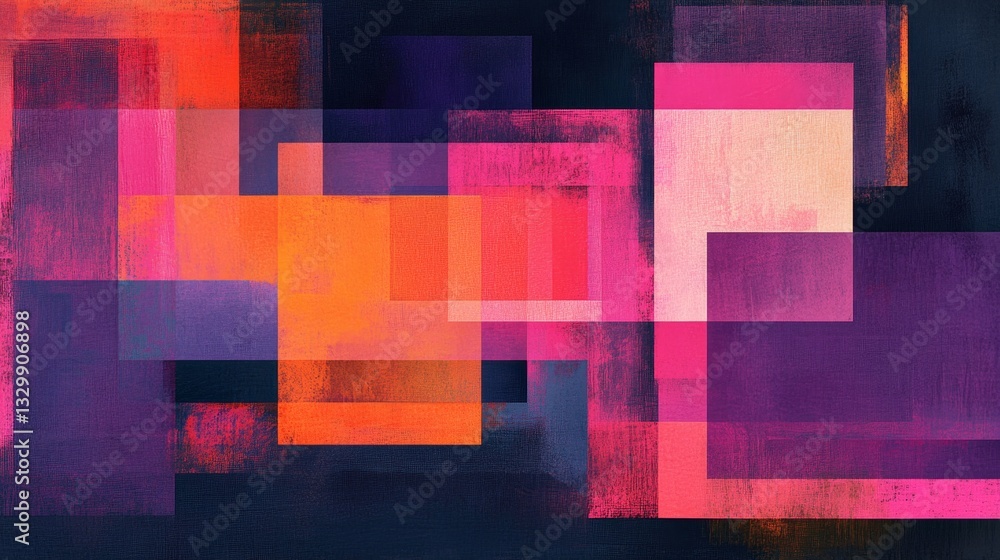 Poster exploring bold geometric composition of overlapping squares digital art virtual studio abstract envi