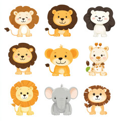 Fototapeta premium animals, icon, wild , forest, characters, child, children , cute, concept art, baby, baby room, toddler, paint , wall, 