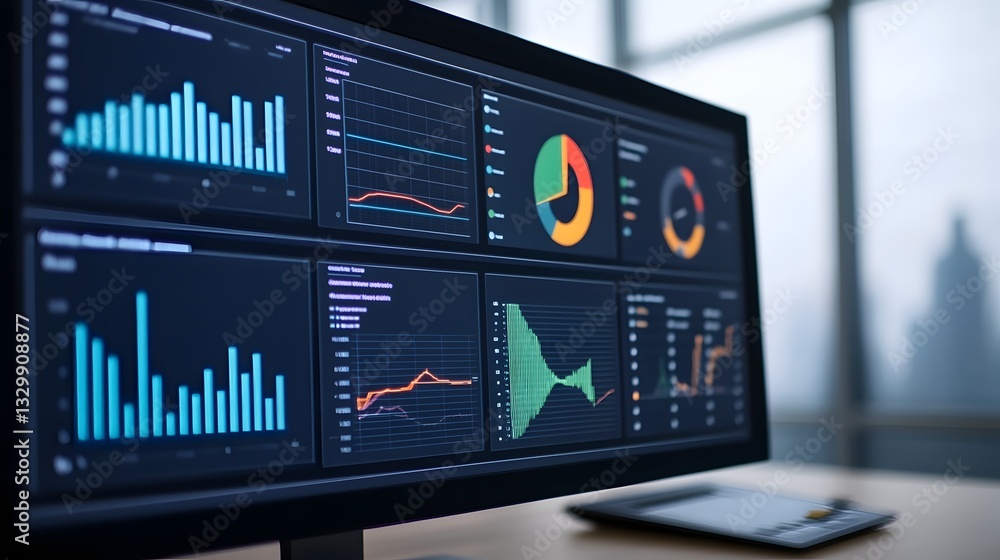 Poster interactive green energy dashboard visualizing corporate environmental commitment and responsibility