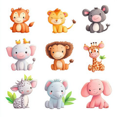 Obraz premium animals, icon, wild , forest, characters, child, children , cute, concept art, baby, baby room, toddler, paint , wall, 