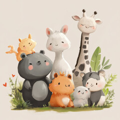 Obraz premium animals, icon, wild , forest, characters, child, children , cute, concept art, baby, baby room, toddler, paint , wall, 
