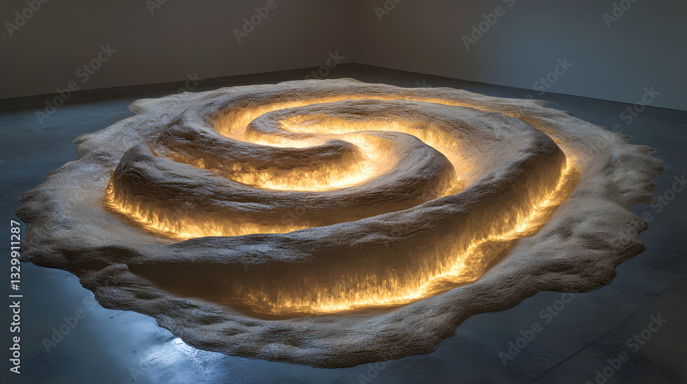 Poster intricate spiral shaped sculpture showcasing multi-dimensional art through unique design and creativ