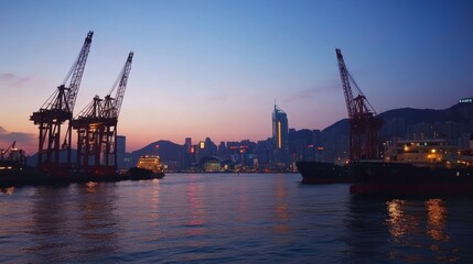 Obraz premium City Skyline Silhouettes at Night with Dynamic Motion