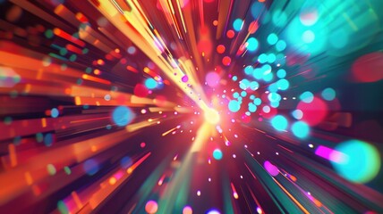 This dynamic abstract image showcases vibrant colors and energetic motion, creating a captivating sci-fi atmosphere perfect for various creative projects.