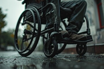 Fototapeta premium Wheelchair Struggle Against Curb