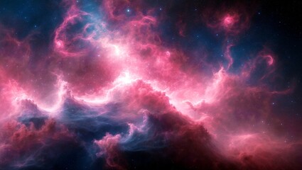Fototapeta premium Ethereal pink nebula galaxy in abstract artwork