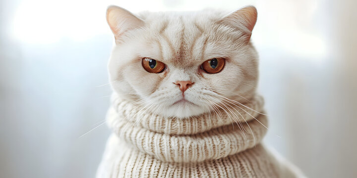Grumpy Cat Sweater Funny Cat Photo Cat Wearing Sweater Cute Pet Image Adorable Cat Expression Animal Lovers Art