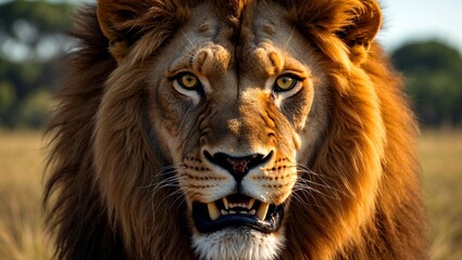 Ferocious lion displaying raw power and intensity