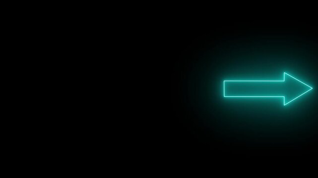 Directional sign arrow points to the right. Abstract glowing neon arrows animation. neon arrow loading animation.