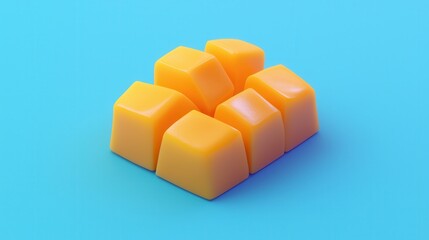 Cubes of vibrant yellow on a bright blue background