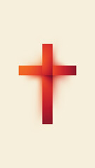 Obraz premium Vibrant red cross on light background with pixelated texture.