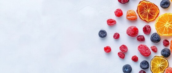 Dried Fruits Delight: A Colorful Arrangement of Sun-Dried Berries and Citrus Slices